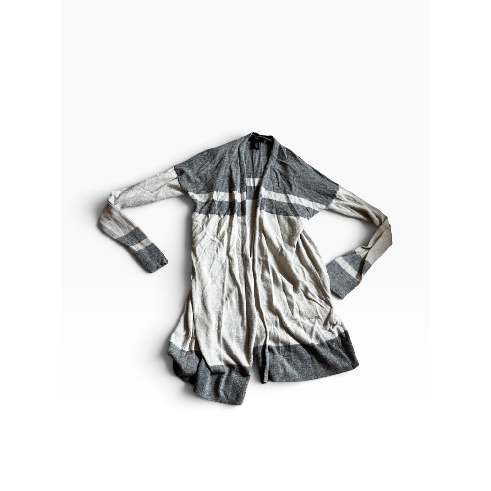 Gap Cardigan XS Grey Striped Open Front Draped Lightweight Knit Sweater